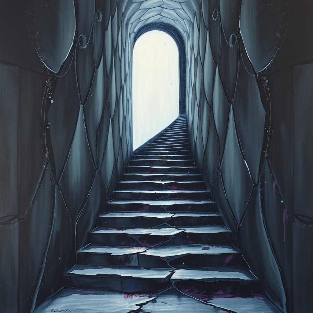 Surreal Gothic Staircase in Liminal Space
