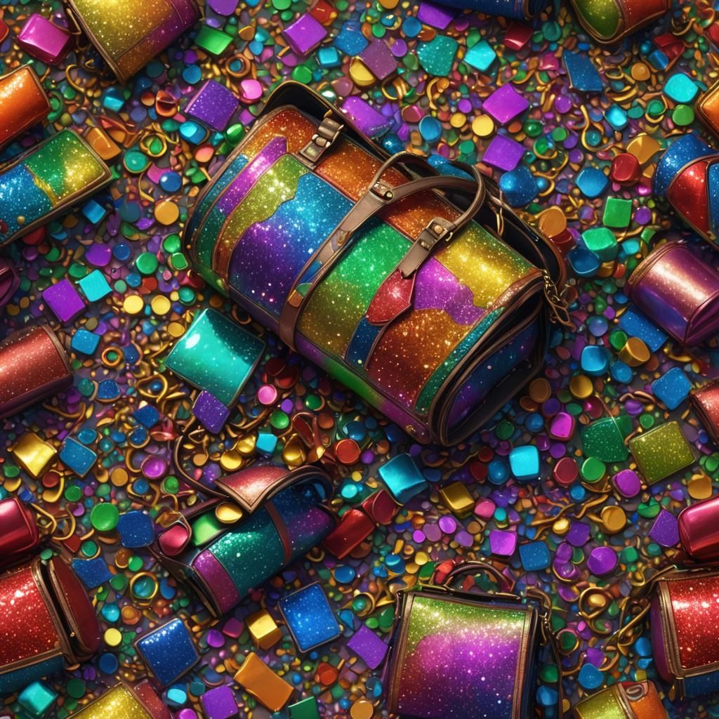 Rainbow Glitter Bag in Detailed Matte Painting Style
