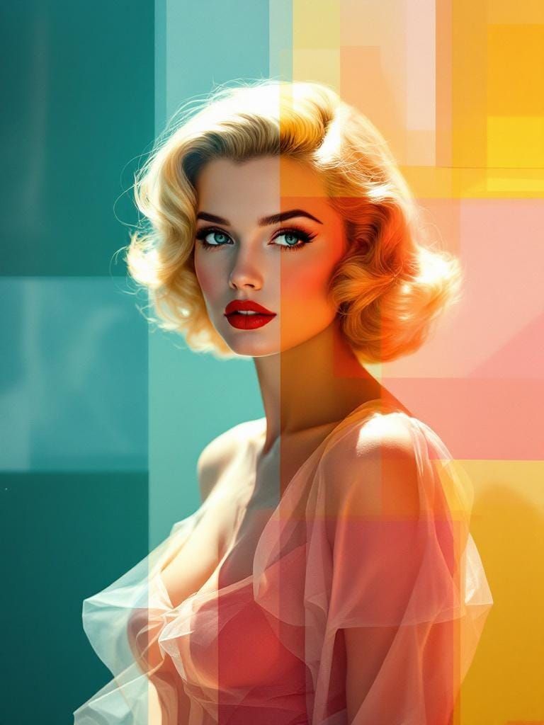 Pin-Up Woman in Abstract Expressionist Style