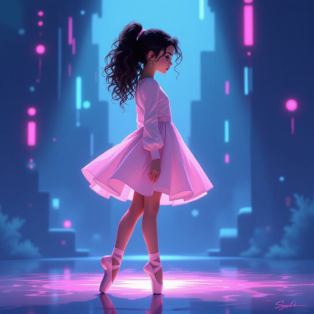 Girl on Stage in Graffiti Splash Art Style