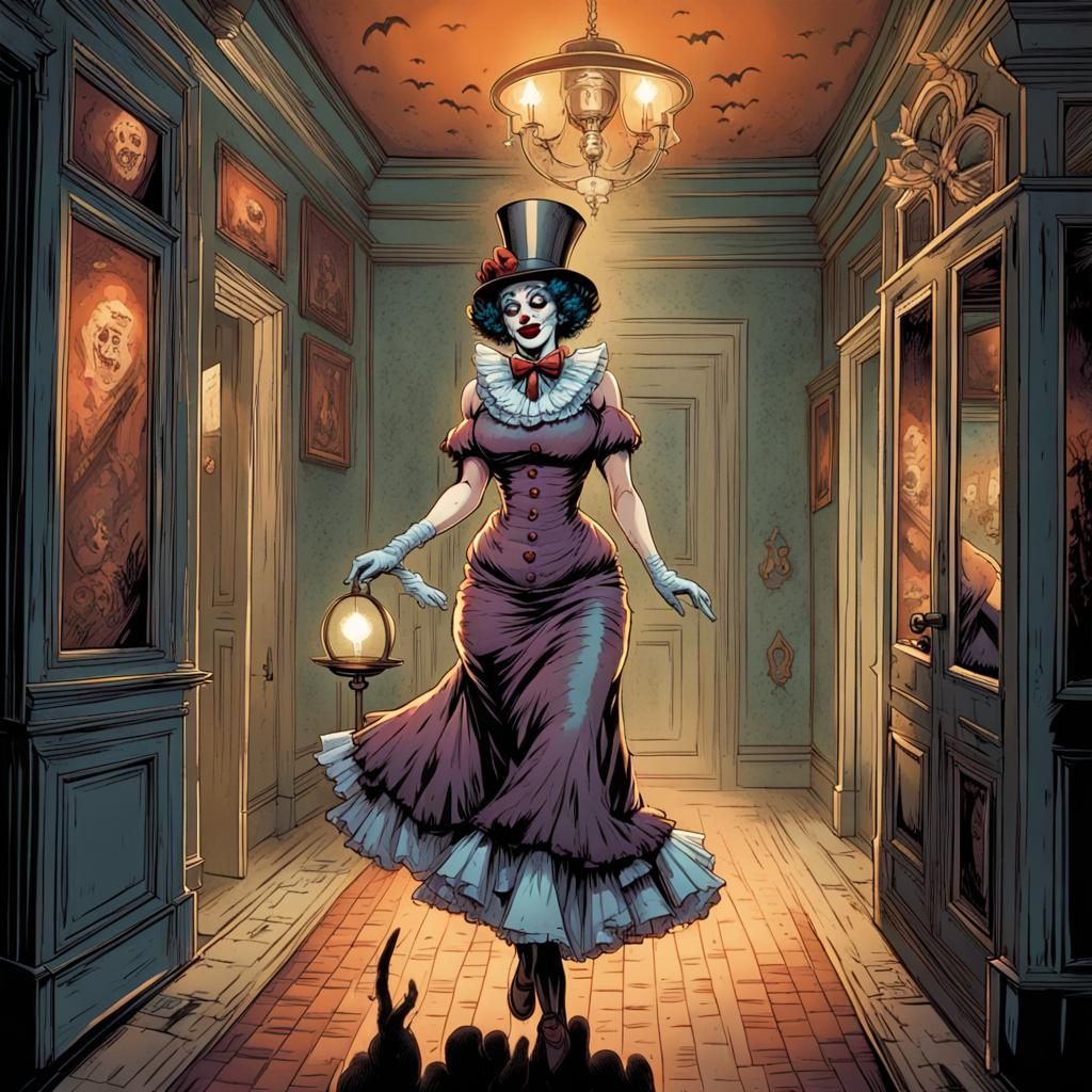 1920s Clown Pinup at Haunted Halloween Party