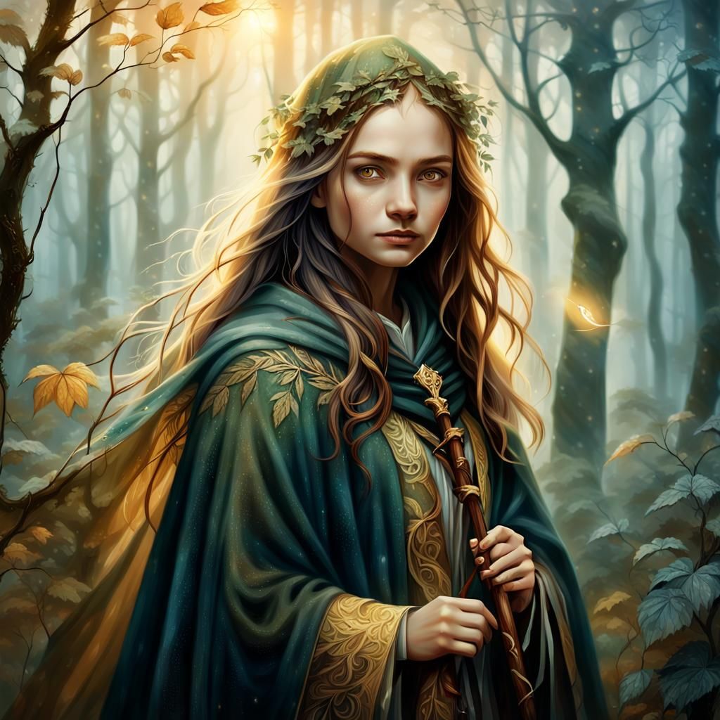 Ethereal Forest Portrait in Oil Painting Style