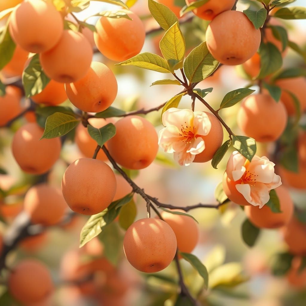 Apricot Tree in Anime Style 3D Render