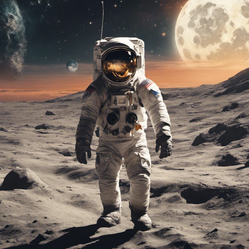 Astronaut on the Moon: Cinematic Digital Art