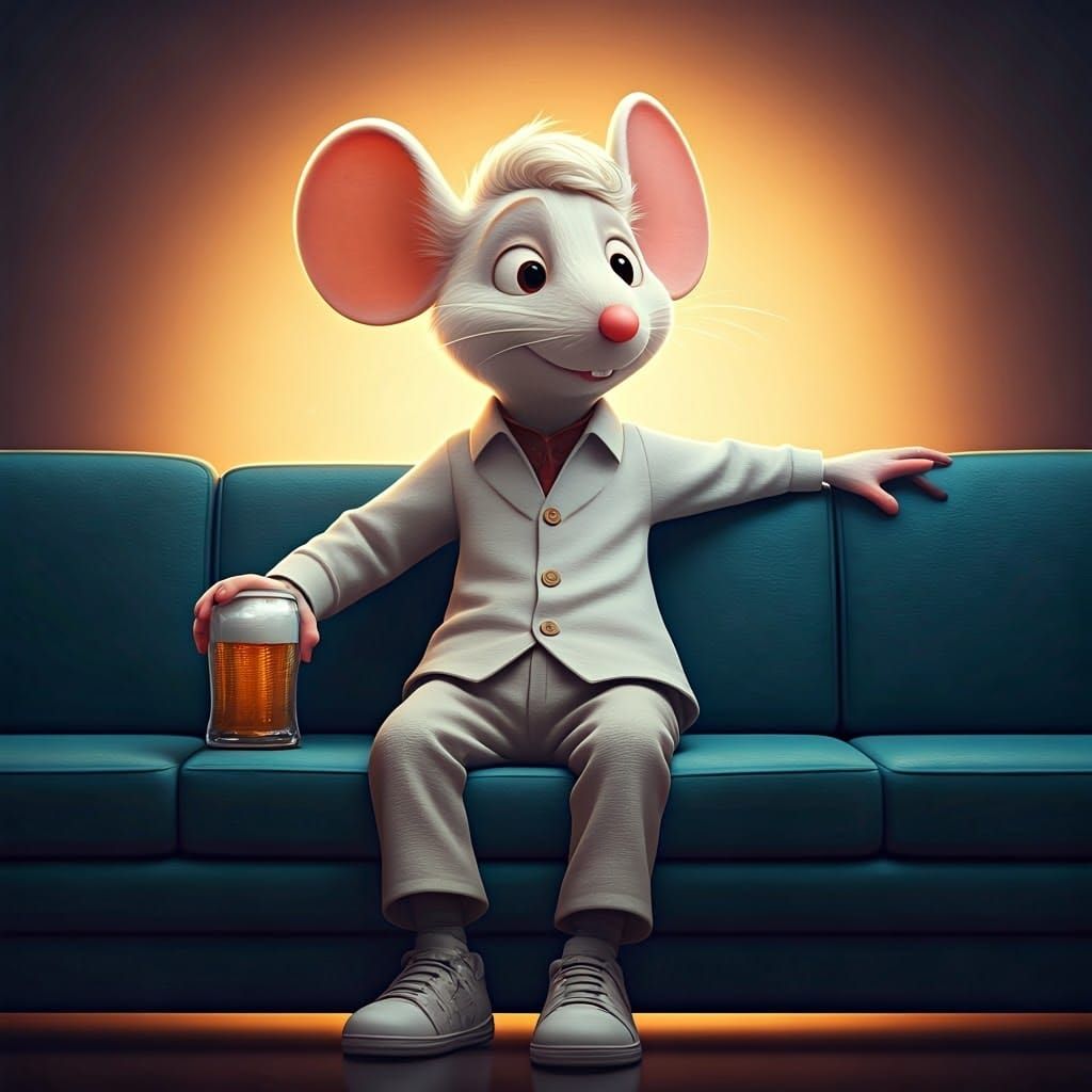 Relaxed City Mouse in a Bright, Cinematic Scene