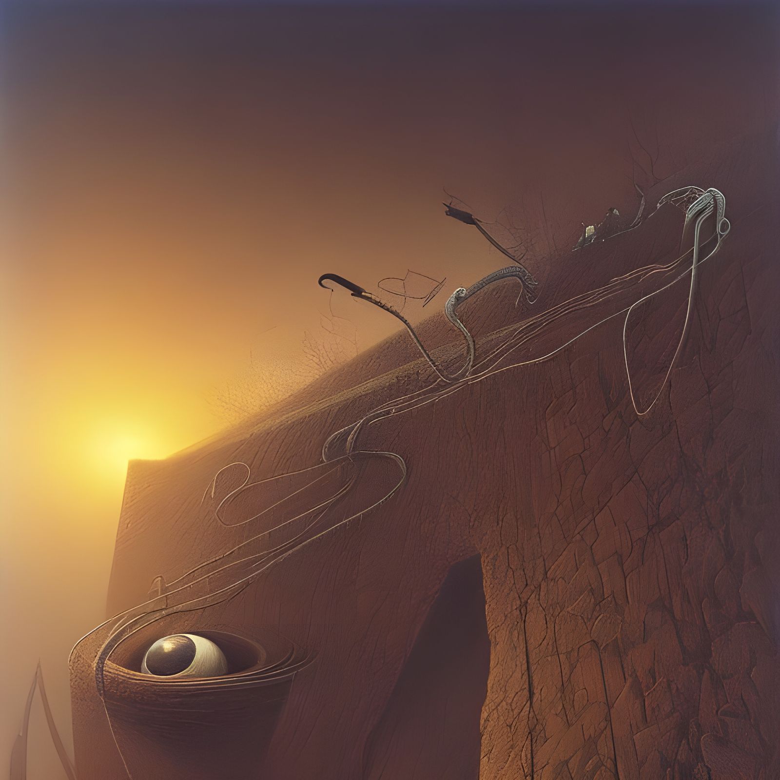 Snake's Eye View: Rat Hunt in Precisionism Style