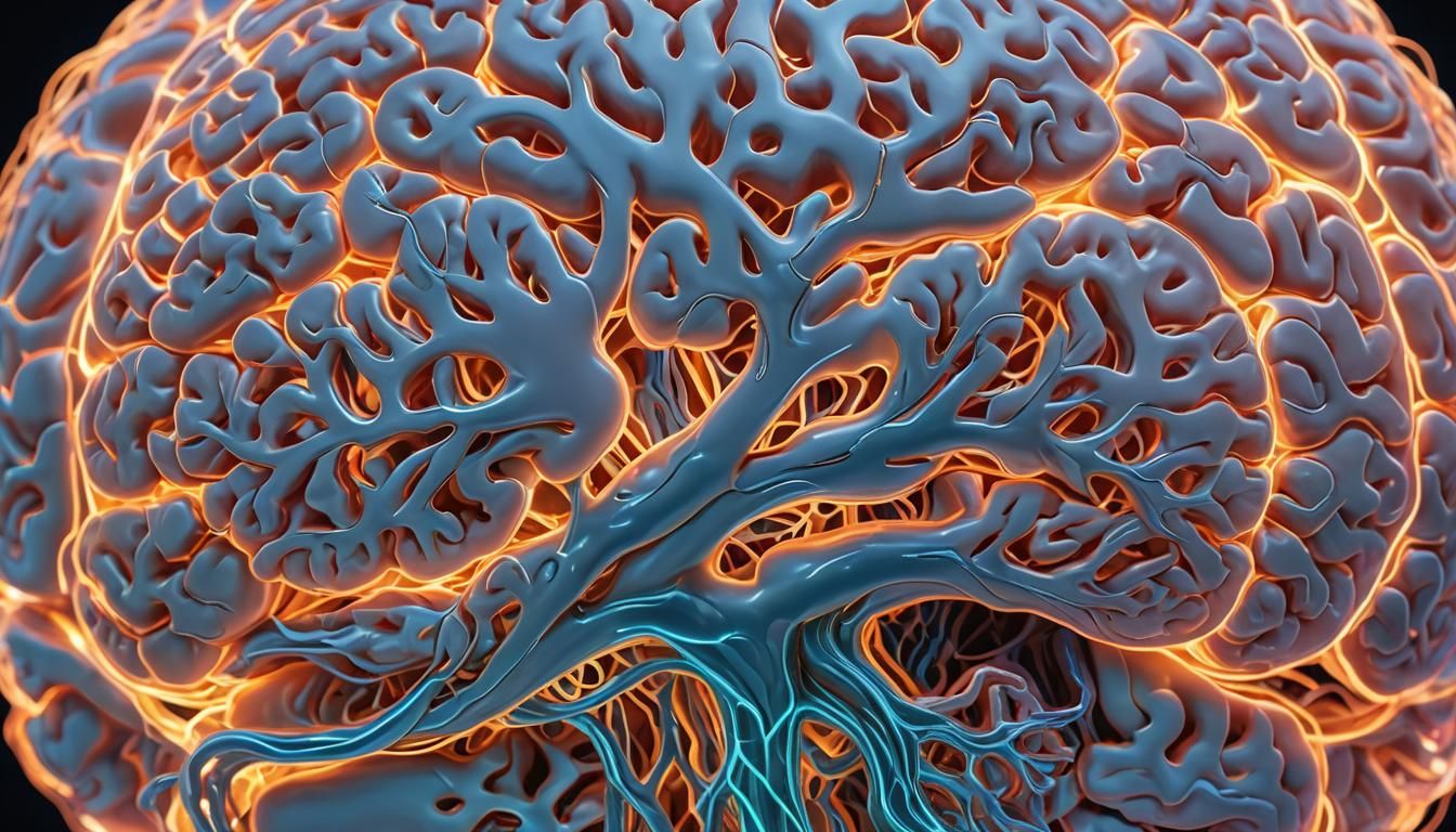 Bioluminescent Human Brain Radiating Thoughts in 8K