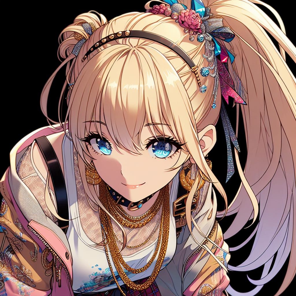 Anime Girl Portrait in Gyaru Style