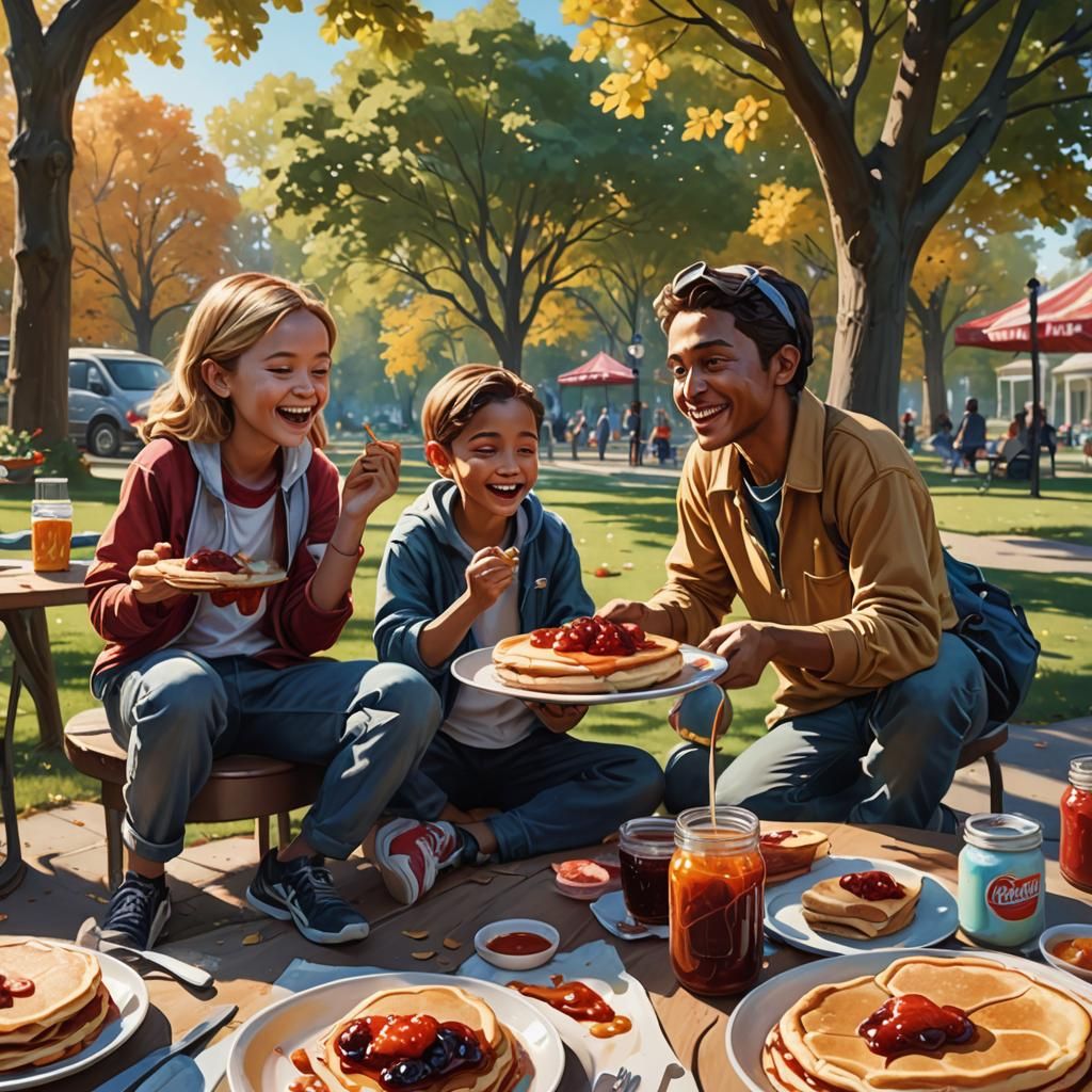 Peanut Butter and Jam Jars Having a Picnic