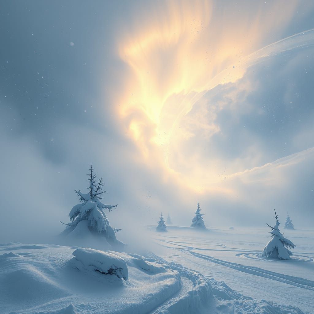 Epic Snowstorm Vortex on Frozen Tundra in Digital Realism