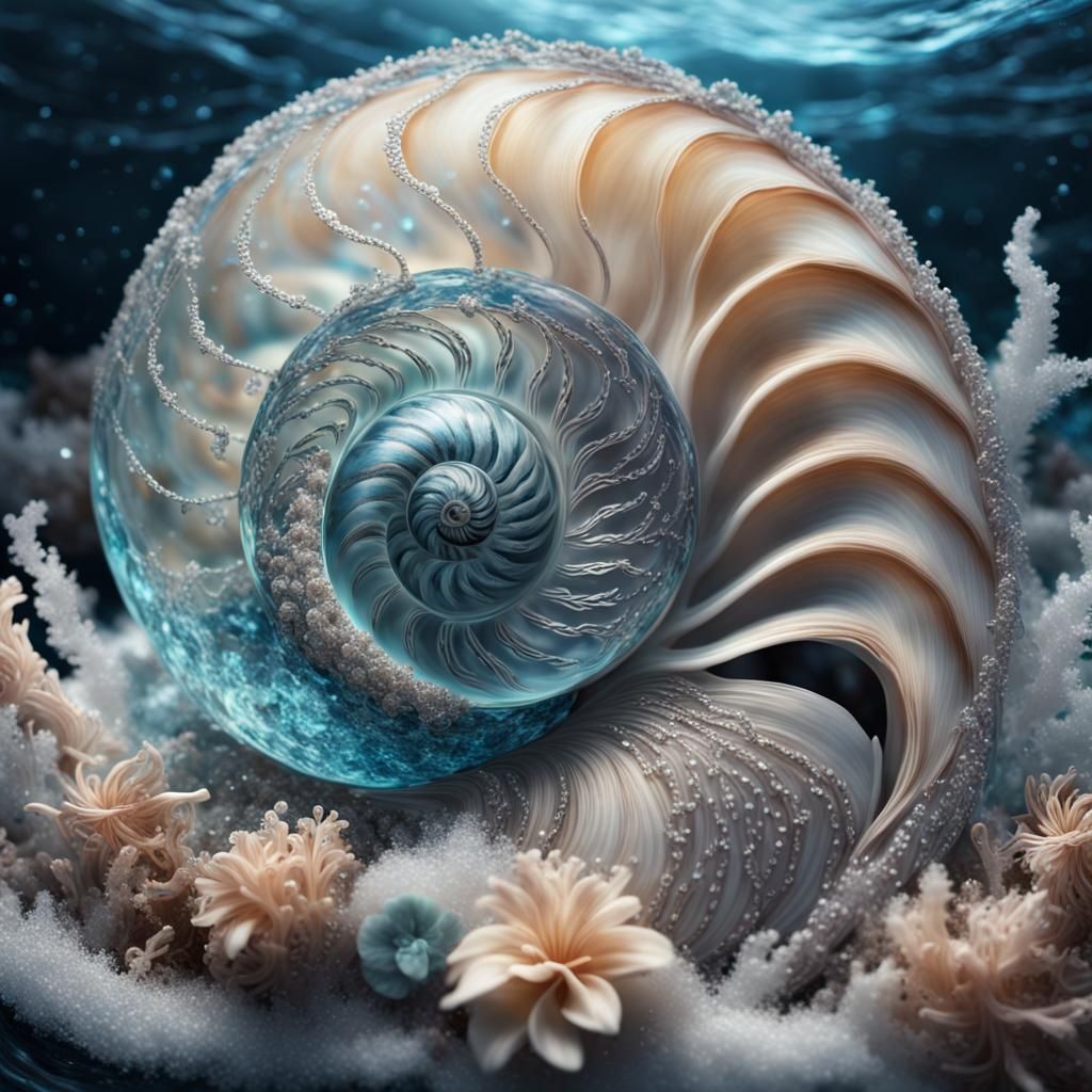 Wonderous Glowing Nautilus Roaming Flowery Coral!!