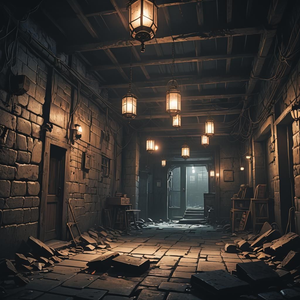 Gothic Basement Concept Art in Anime Style