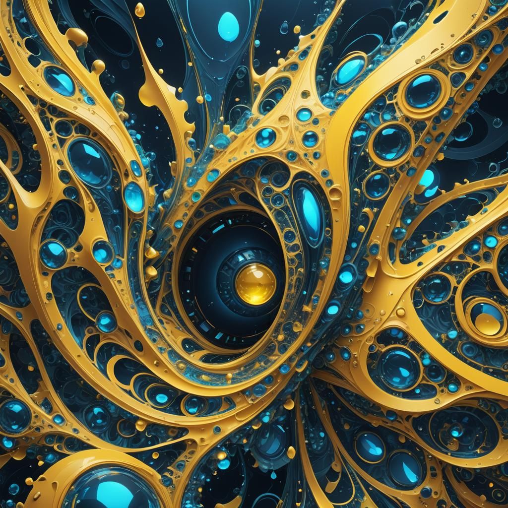 Futuristic Yellow Jet in Abstract Fractal Style