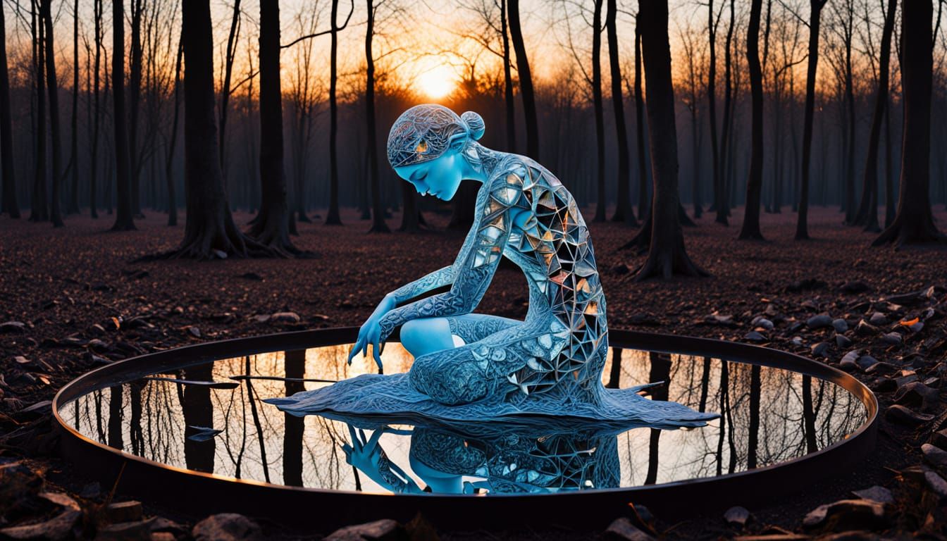 Surreal Bio Art Sculpture with Ethereal Light and Vibrant Co...