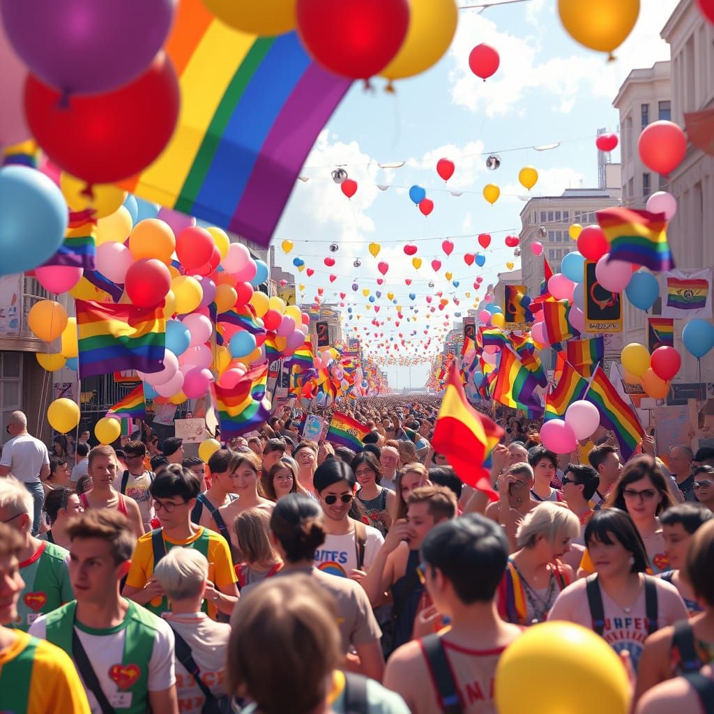 Gay Pride Celebration in Anime Style