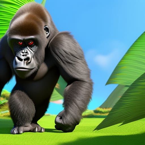 Gorilla with Butterfly Wings in 3D Style
