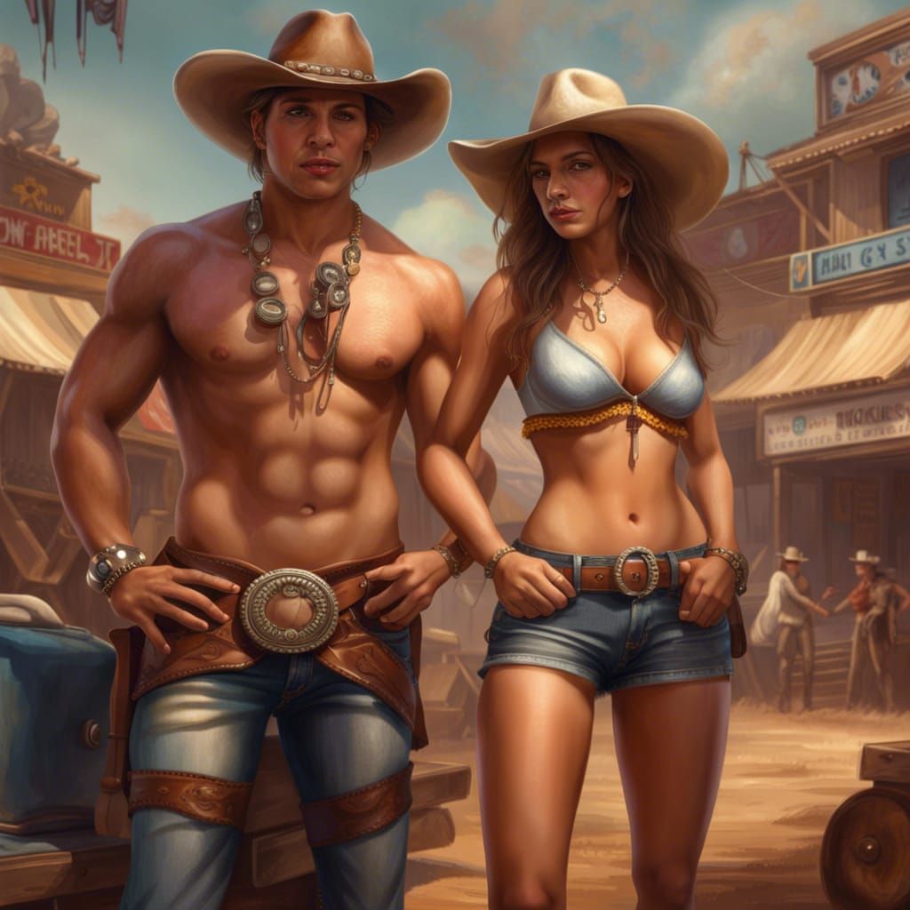 Fantasy Art of Cowboy Couple in the Wild West