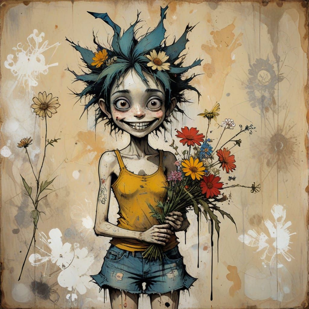 Whimsical Portrait of a Mischievous Fairy in Unconventional...