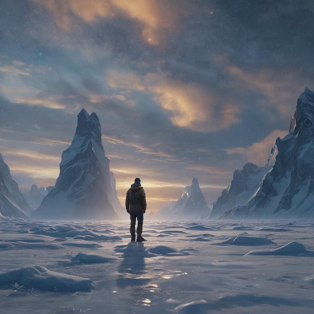 North Pole Solitude Under Northern Lights