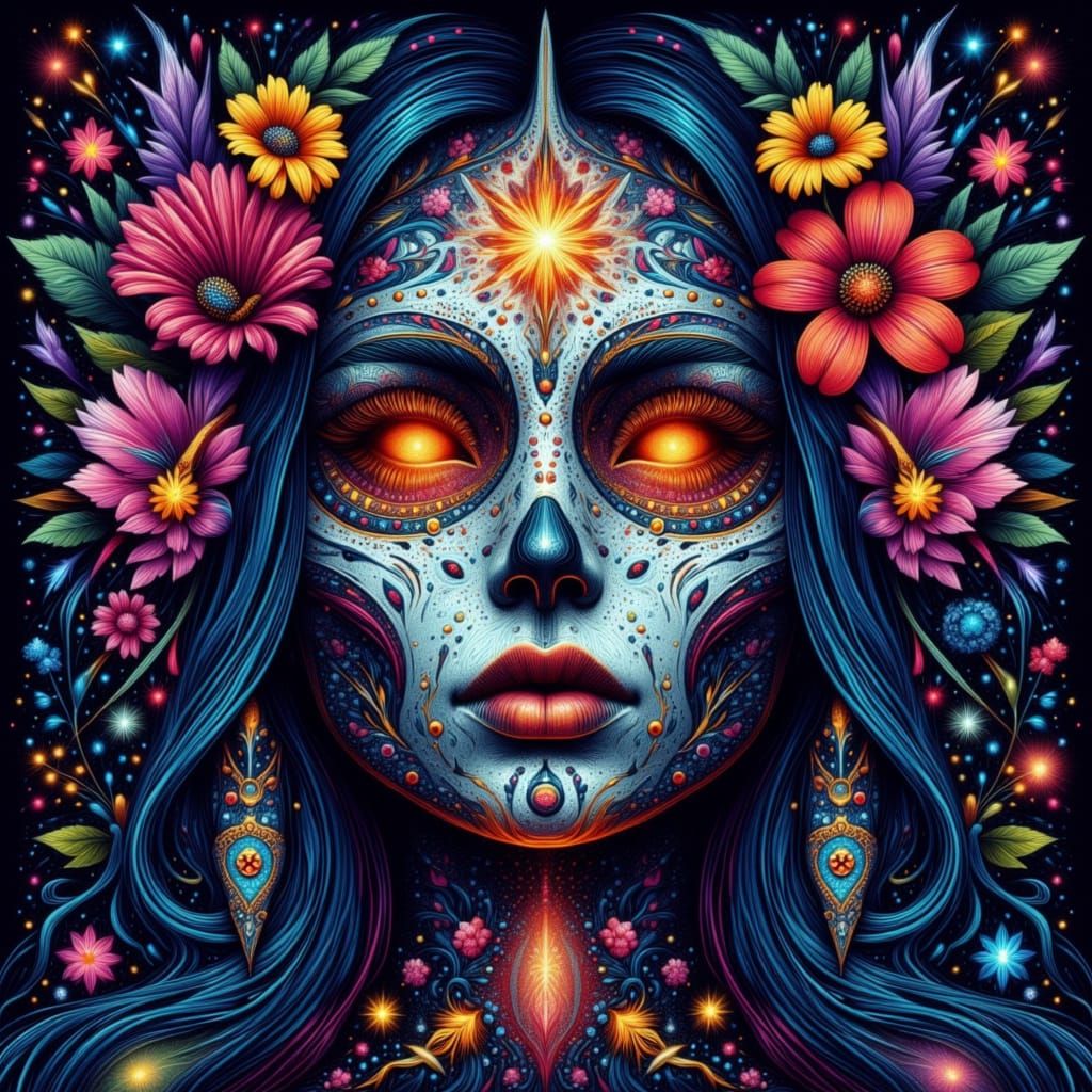 The human face is presented as a modified work of art.