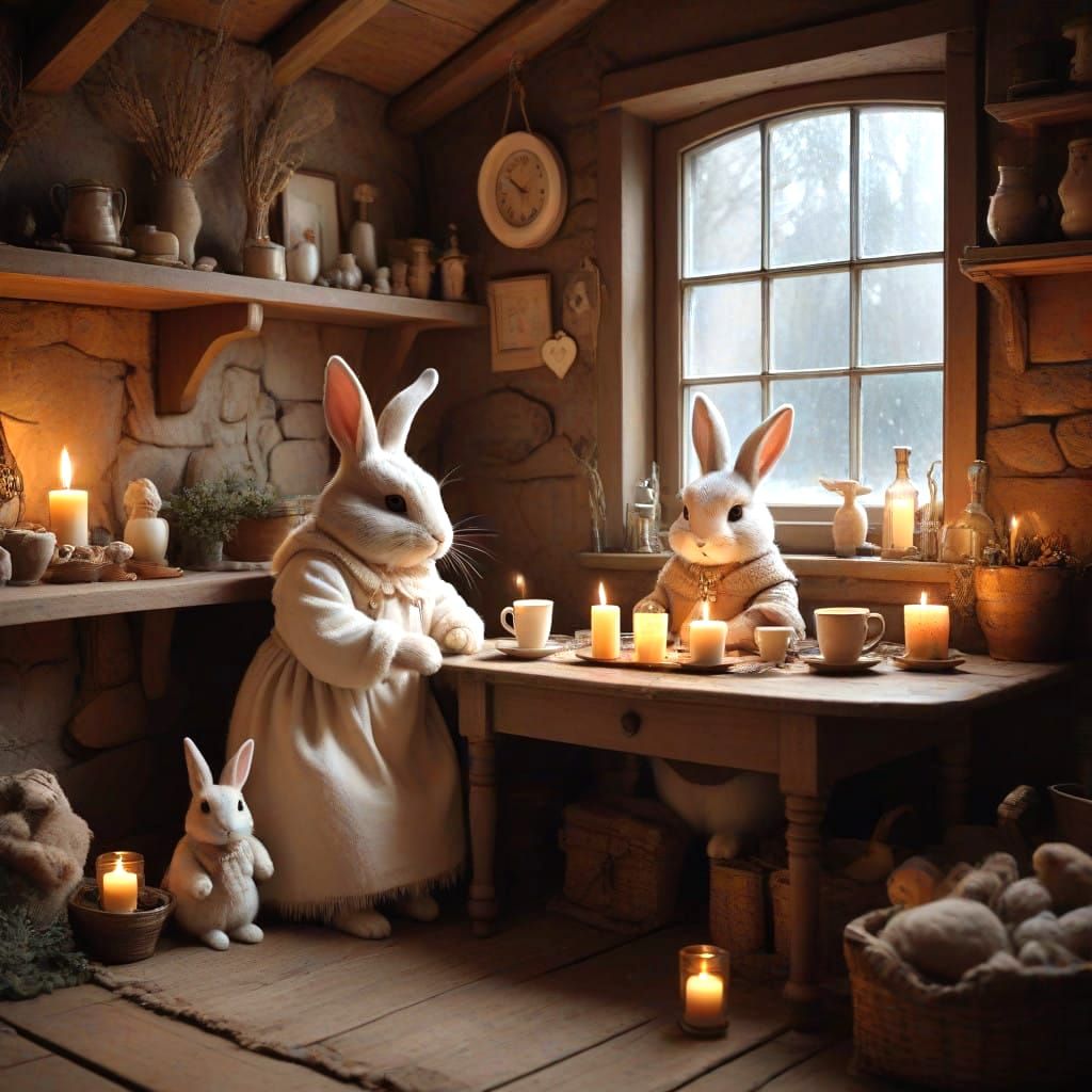 Cozy Winter Wonderland for Whimsical Rabbits