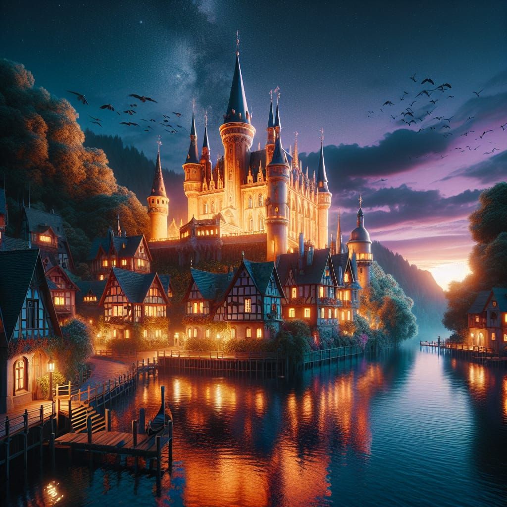 Analogous Colors Light Up Moonlit Castle Scene