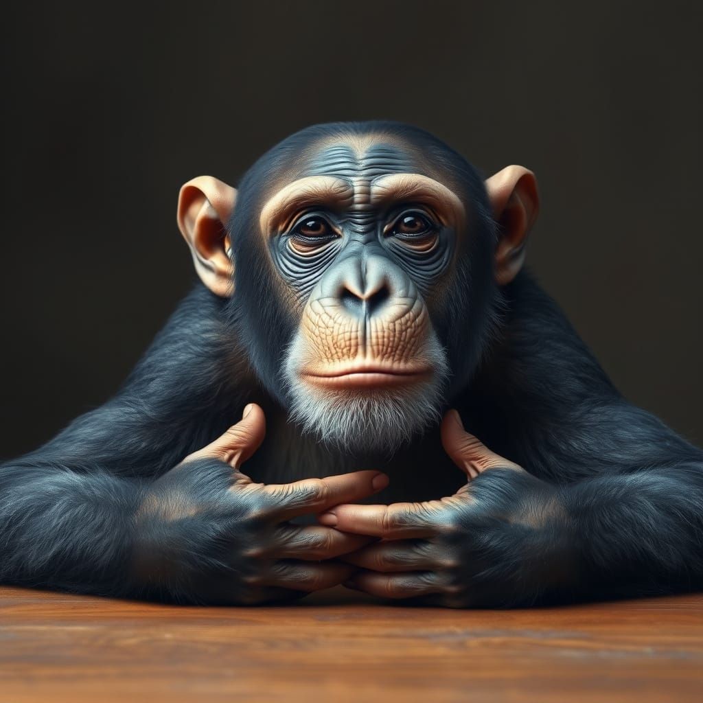 Meditative Chimpanzee in Gentle Artistic Style