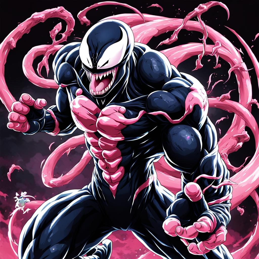 Majin Buu and Venom Fusion in Anime Style