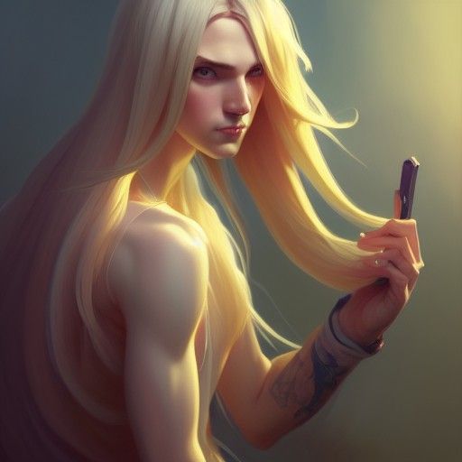 Detailed Portrait of Androgynous Man with Blonde Hair