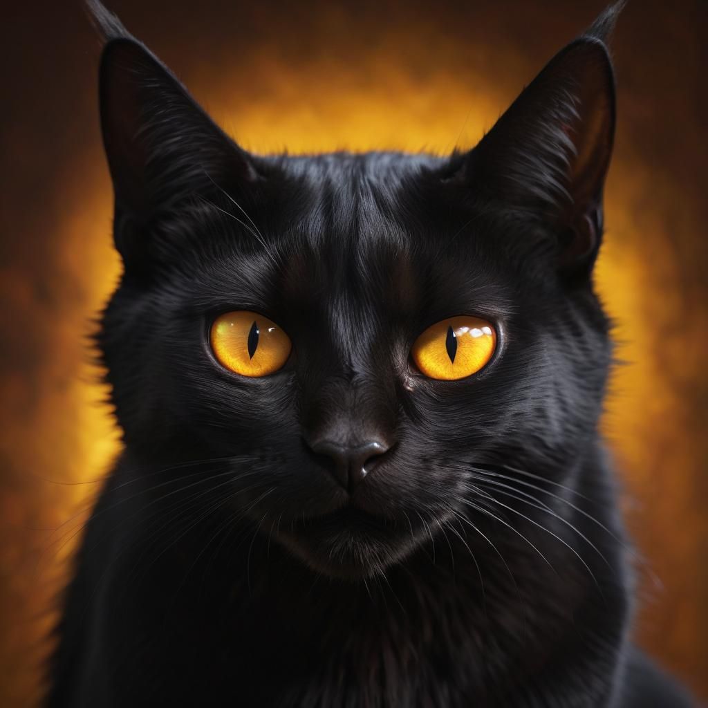 Menacing Black Cat Halloween Macro Photography