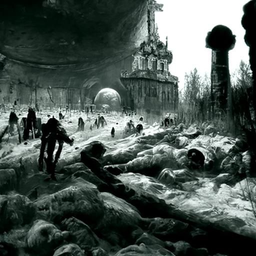 Nuclear Wasteland of Moscow in Horror Illustration Style