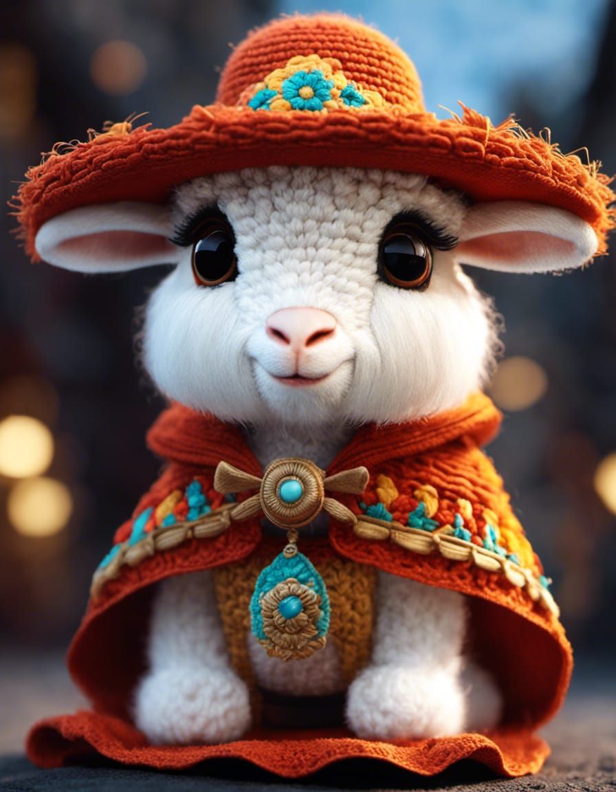 Crochet Goat in a Sombrero and Poncho