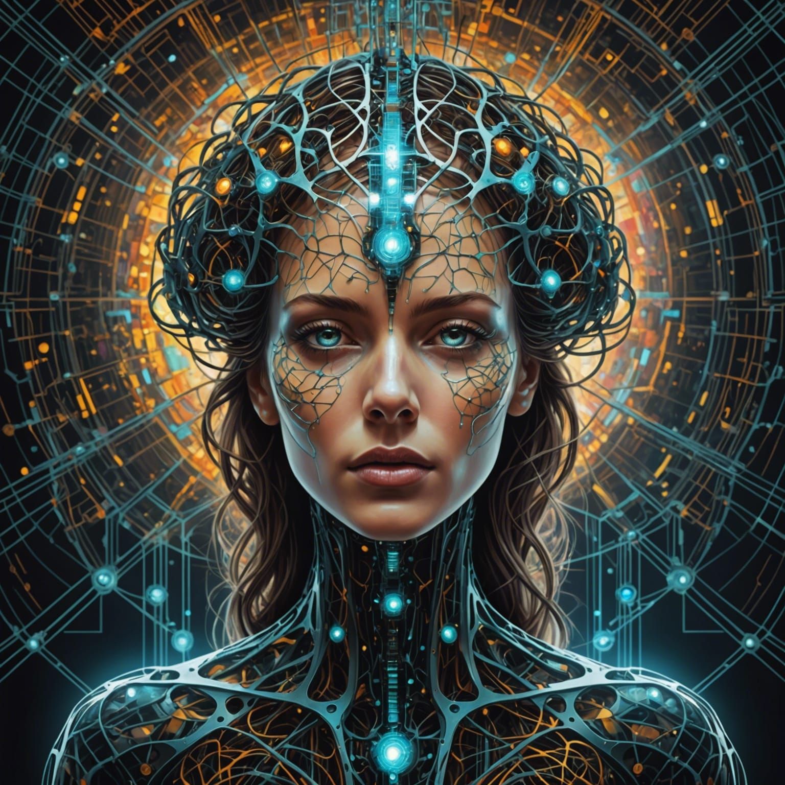 Psychedelic Quantum Woman in Abstract Surrealism