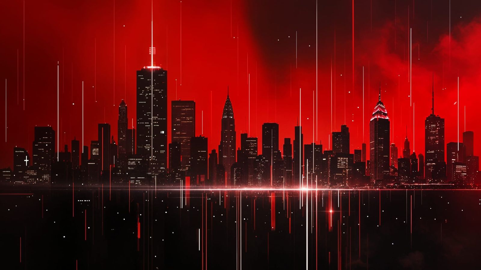 Cyberpunk Cityscape in Smokey Red Haze