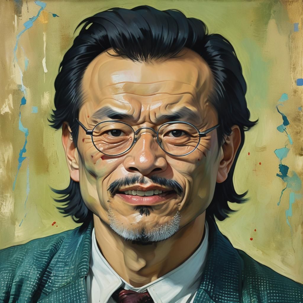 Fierce Kung Fu Master Portrait in Expressionist Style