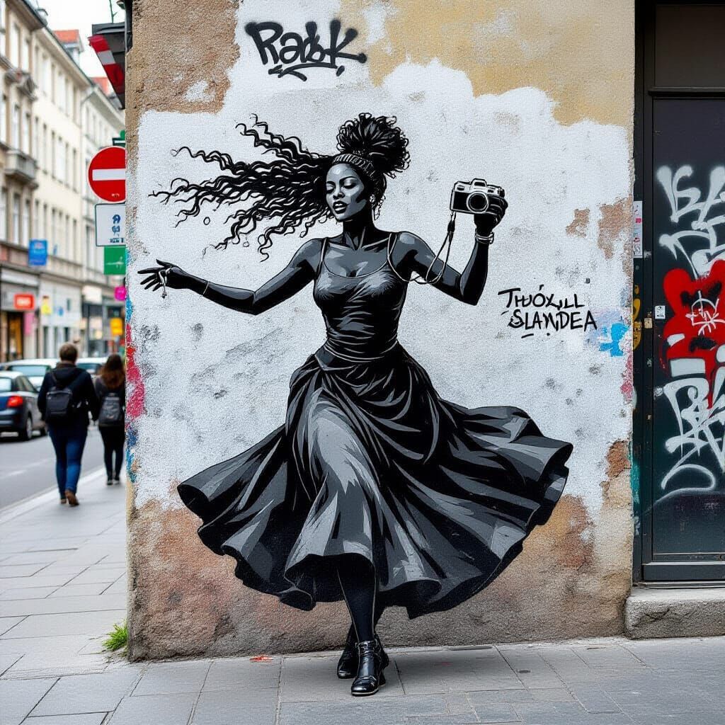 Woman Dancing in Grimy City Corner