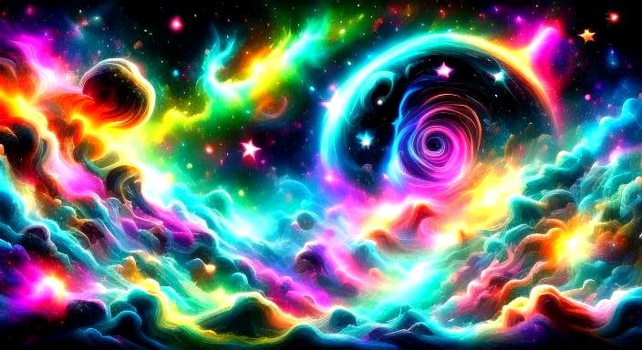 Cosmic Galaxy in Vibrant, Ethereal Colors