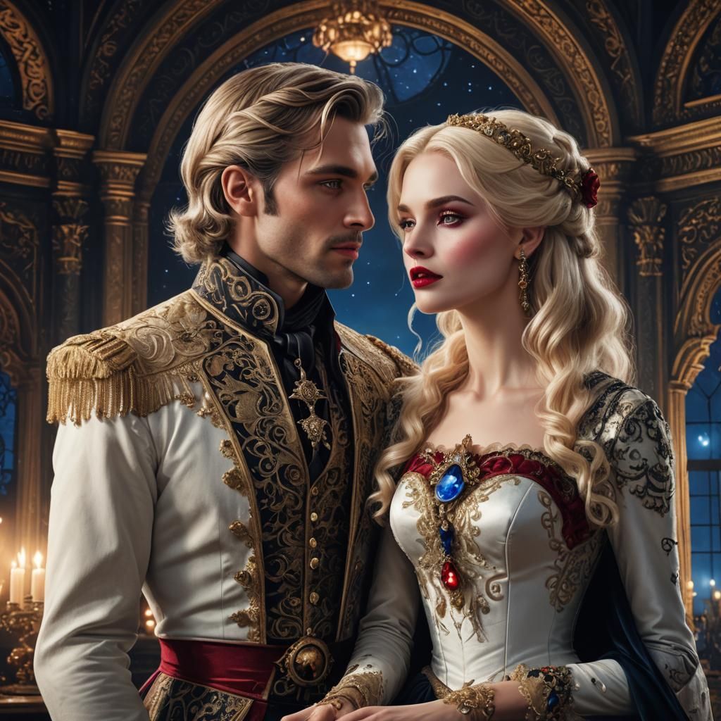 Victorian Couple Staring Lovingly in Digital Painting