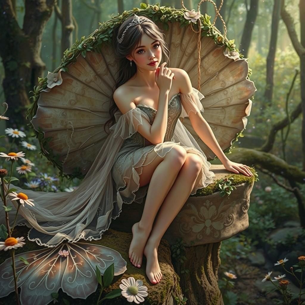 Brunette Fairy Princess in Lavender Gown