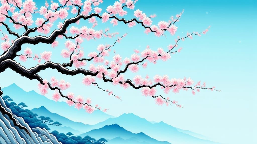 <lora:japan style:1.0> <lora:Daimyo:1.0> /imagine prompt: A blooming cherry blossom branch in the style of a Japanese wo...