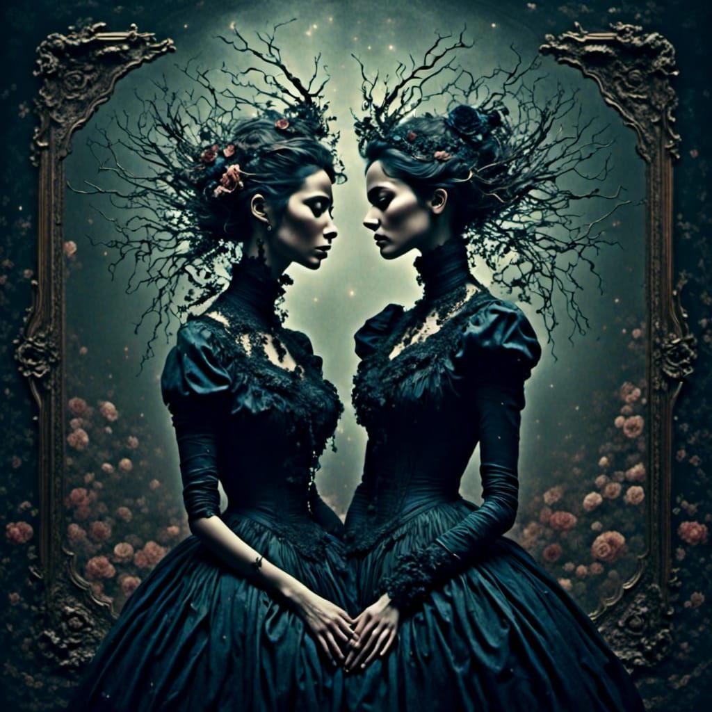 Haunted Victorian Silhouette in Gothic Style