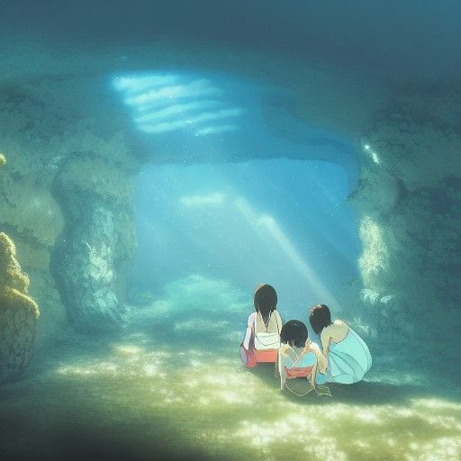 Underwater Hideout in Studio Ghibli Anime Style