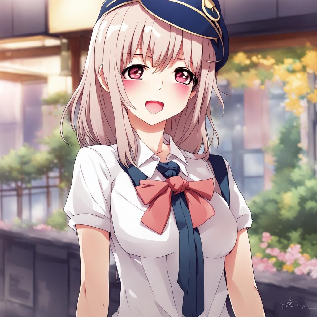 Shy Anime Girl in Manga Style