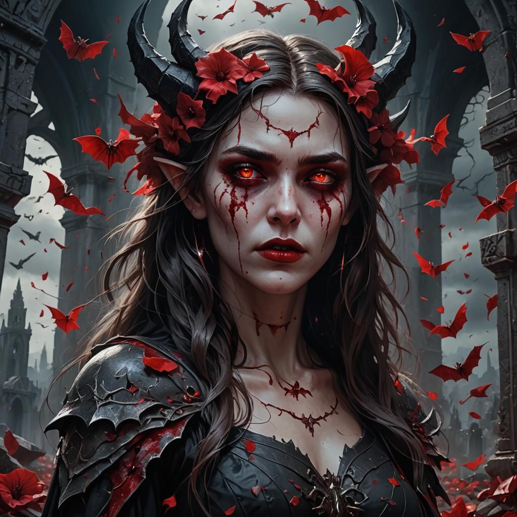 Gothic Demon Queen Portrait in Dark Fantasy Style