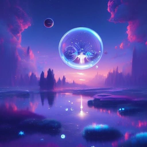 Astronaut on Futuristic Planet with Surreal Reflections