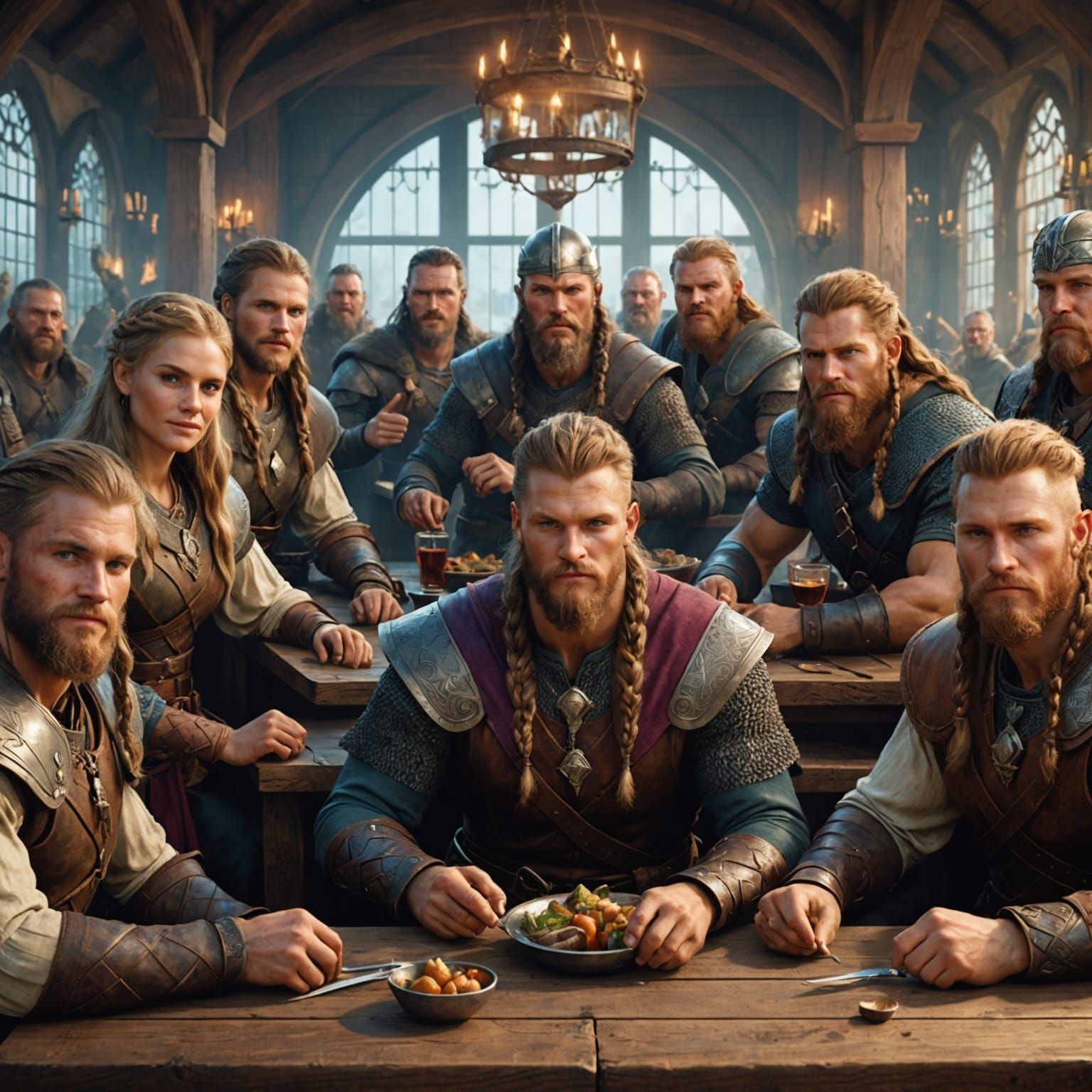 Victorious Vikings Celebrate in Hyperdetailed Portrait