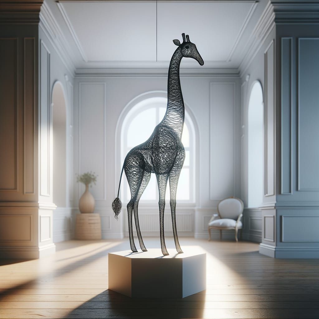 Elegant Wire Giraffe Sculpture in Minimalist Style