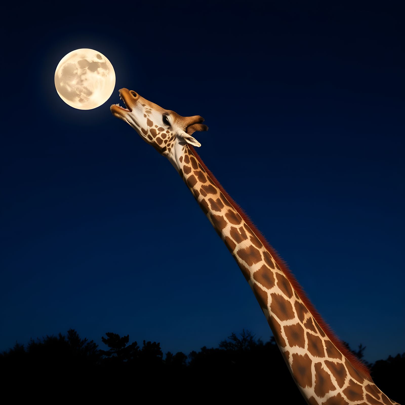 Giraffe Licking the Moon: A Whimsical Scene