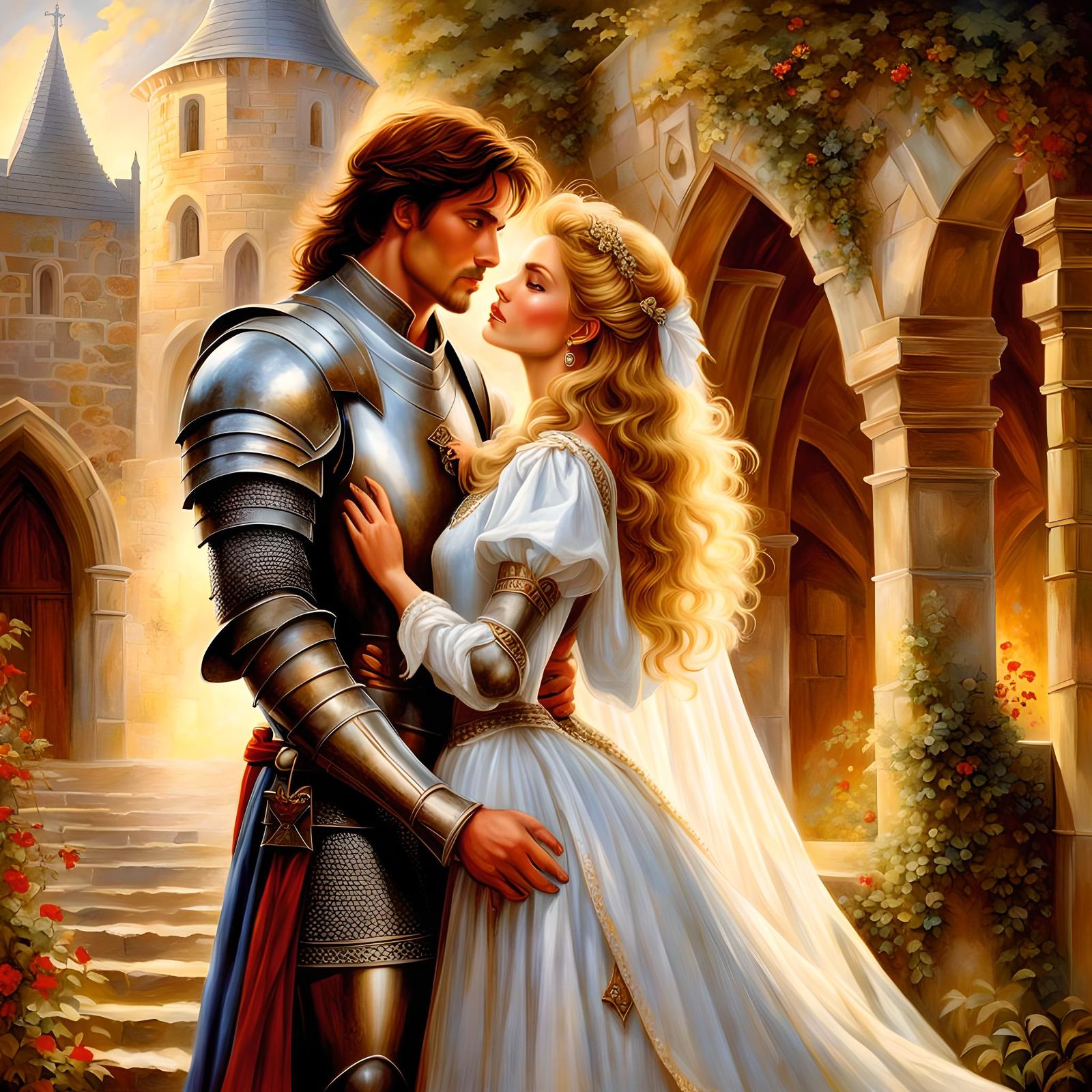 Passionate Embrace: A Medieval Romance Painting
