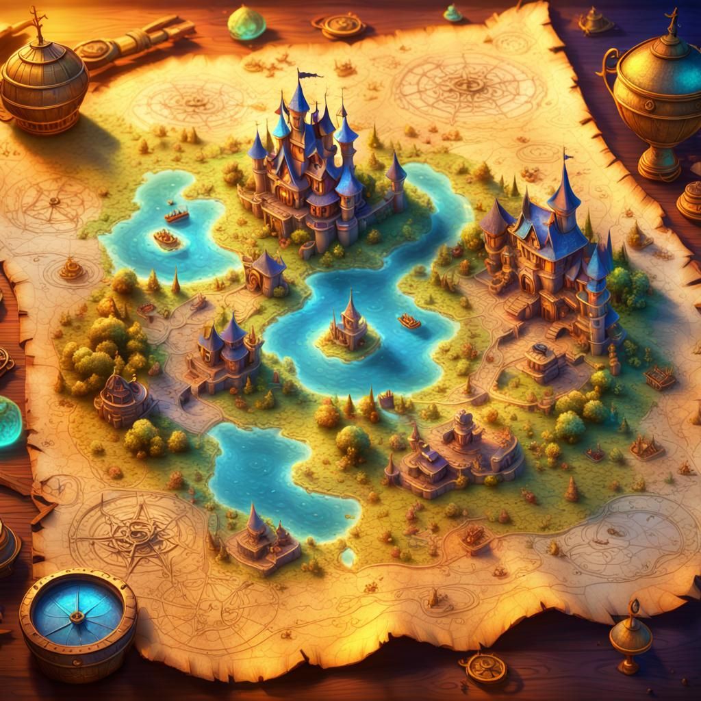 Colorful Treasure Map to a Fairytale World